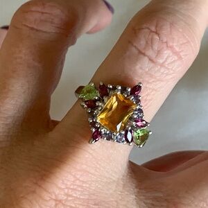 Multicolored cubic zirconia ring size 7